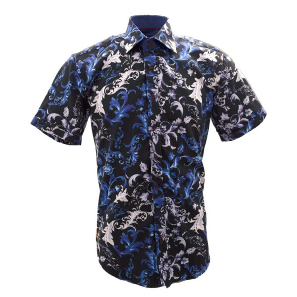 Floral Waves Print Short Sleeve Men's Shirt