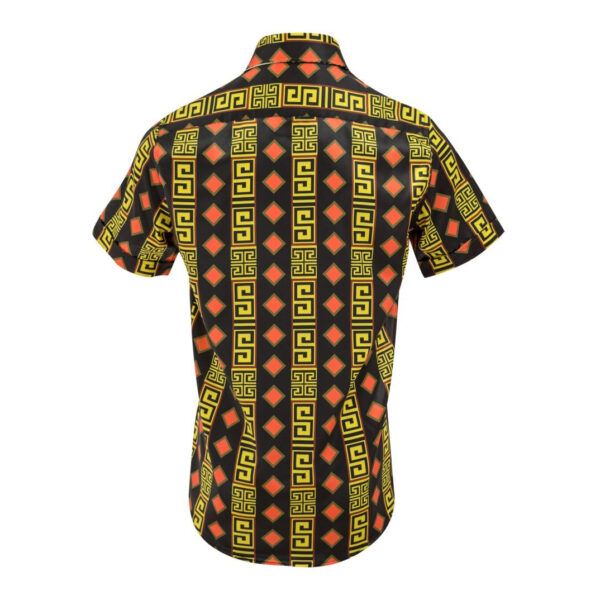 Satin Black Diamond Print Short Sleeve Shirt - Image 2