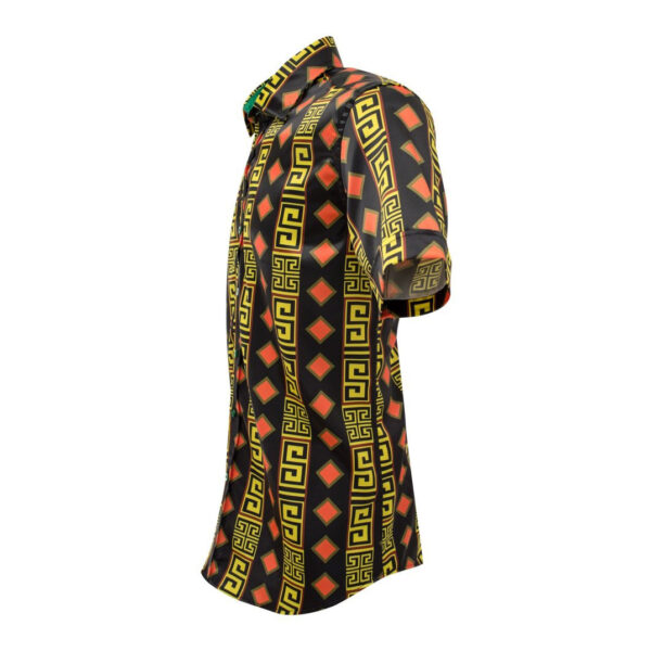 Satin Black Diamond Print Short Sleeve Shirt - Image 3