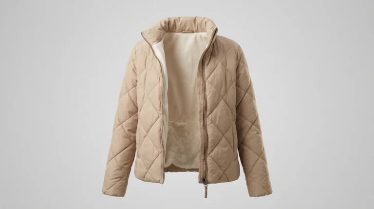 Puffer jacket fabric showing shell, filling, insulation and construction