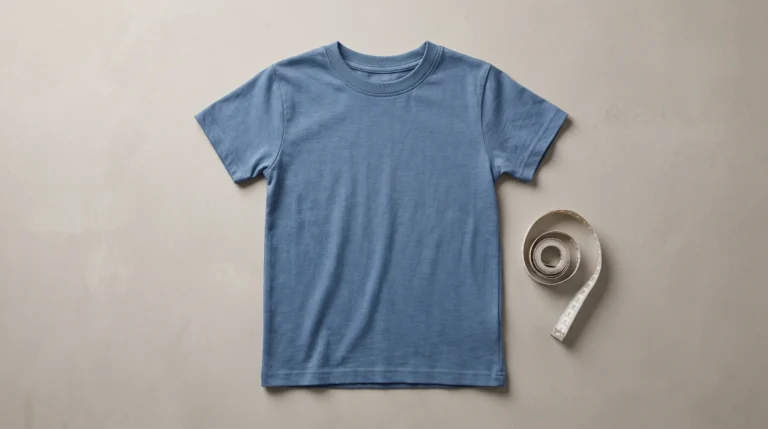 Home Youth T Shirt Size Chart, laid flat beside a measuring tape on a light studio surface